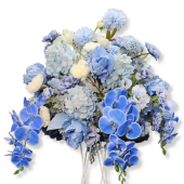 LUXE 5D Rose, Hydrangea & Orchid Artificial Flower Table Centerpiece - Blue