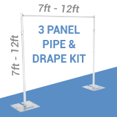 3-Panel Pipe and Drape Kit / Backdrop - 7-12 Feet Tall (Adjustable)