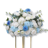 LUXE Blue White Rose & Baby's Breath Mixed Table Centerpiece - 28  Inches