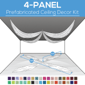 4 Panel Kit - Prefabricated Ceiling Drape Kit - 20ft Diameter - Select Drop, Fabric kind, and Color! Option for all Attachments!