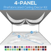 4 Panel Kit - Prefabricated Ceiling Drape Kit - 30ft Diameter - Select Drop, Fabric kind, and Color! Option for all Attachments!