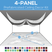 4 Panel Kit - Prefabricated Ceiling Drape Kit - 40ft Diameter - Select Drop, Fabric kind, and Color! Option for all Attachments!