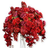 LUXE 5D Rose, Hydrangea & Orchid Artificial Flower Table Centerpiece - Red