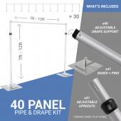 40-Panel Pipe and Drape Kit / Backdrop - 7-12 Feet Tall (Adjustable)
