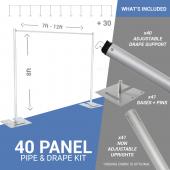 40-Panel Pipe and Drape Kit / Backdrop - 8 Feet Tall (Non-Adjustable)
