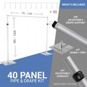 40-Panel Pipe and Drape Kit / Backdrop - 9-16 Feet Tall (Adjustable)