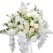 LUXE 5D Rose, Hydrangea & Orchid Artificial Flower Table Centerpiece - White