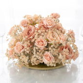 LUXE Flower Ball Rose, Baby Breath & Gypsophila Table Centerpiece - Orange