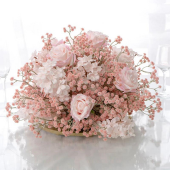 LUXE Flower Ball Rose, Baby Breath & Gypsophila Table Centerpiece - Pink
