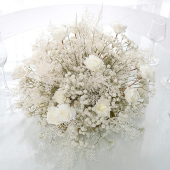 LUXE Flower Ball Rose, Baby Breath & Gypsophila Table Centerpiece - White