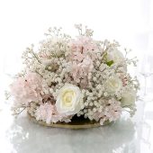 LUXE Flower Ball Rose, Baby Breath & Gypsophila Table Centerpiece - Pink White