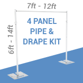 DELUXE-4 Panel Pipe and Drape Kit / Backdrop - 6-14 Feet Tall (Adjustable) Comes W/ 3 Piece Uprights for Maximum Height Adjustment