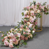 LUXE Colorful Rose & Peony Mixed with Green Leaf Table Runner - 83 Inches