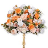 LUXE Rose & Hydrangea Floral Ball Table Centerpiece - Orange