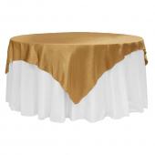 Sleek Satin Tablecloths 72" Square - Gold Antique