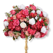 LUXE Rose & Hydrangea Floral Ball Table Centerpiece - Red