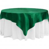 Sleek Satin Tablecloths 72" Square - Emerald Green