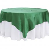 Sleek Satin Tablecloths 90" Square - Emerald Green