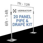 Versatop™ 2.0® - DELUXE-20 Panel Pipe and Drape Kit / Backdrop - 6-14 Feet Tall (Adjustable) Comes W/ 3 Piece Uprights for Maximum Height Adjustment