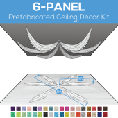 6 Panel Kit - Prefabricated Ceiling Drape Kit - 36ft Diameter - Select Drop, Fabric kind, and Color! Option for all Attachments!