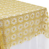 Dazzle Sequin Lace Rectangular Table Topper/Overlay - 60"x120" - Gold