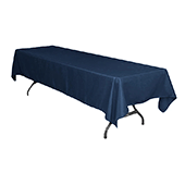 60" x 126" Rectangular 200 GSM Polyester Tablecloth - Navy Blue