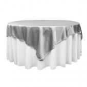 Sleek Satin Tablecloths 72" Square - Silver