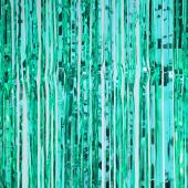 Decostar™ Sparkling Metallic Foil Fringe Curtain 96" - 12 Pieces - Aqua