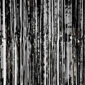 Decostar™ Sparkling Metallic Foil Fringe Curtain 96" 12 Pieces - Black