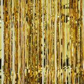 Decostar™ Sparkling Metallic Foil Fringe Curtain 96" 12 Pieces - Gold