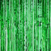 Sparkling Metallic Foil Fringe Curtain 96" - 12 Pieces - Green
