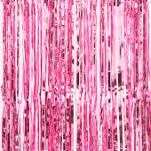 Decostar™ Sparkling Metallic Foil Fringe Curtain 96" 12 Pieces - Pink