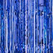 Decostar™ Sparkling Metallic Foil Fringe Curtain 96" 12 Pieces - Royal Blue