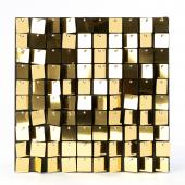 Decostar™ Shimmer Wall Panels w/ Black Backing & Square Sequins - 24 Tiles - Gold