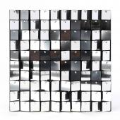 Decostar™ Shimmer Wall Panels w/ Black Backing & Square Sequins - 24 Tiles - Silver