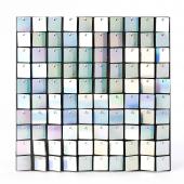 Decostar™ Shimmer Wall Panels w/ Black Backing & Square Sequins - 24 Tiles - White Iridescent