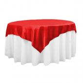 Sleek Satin Tablecloths 72" Square - Red