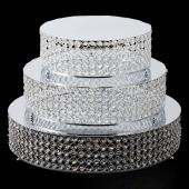 Decostar™ Crystal Round Cake Stand 3 Piece Set - Silver