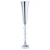 Aluminum Centerpiece with Three Crystals 30¼" - Silver