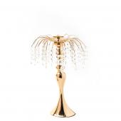 Metal Table Top Centerpiece with Crystal Strands 16½"- Gold