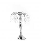 Metal Table Top Centerpiece with Crystal Strands 16½"- Silver