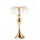 Metal Table Top Centerpiece with Crystal Strands 20½"- Gold