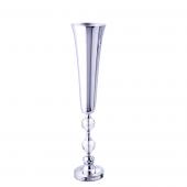 Decostar™ Silver Aluminum Trumpet Vase with Crystal - 26"
