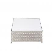 DECOSTAR™ 12in Square Crystal Cake Stand - Silver