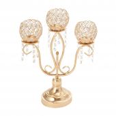 DECOSTAR™ 16¾in 3 Arm Crystal Metal Candle Holder - Gold