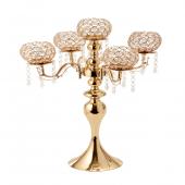 DECOSTAR™ 27½in 5 Arm Crystal Metal Candle Holder - Gold