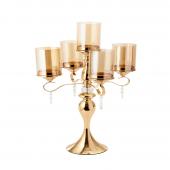 DECOSTAR™ 31in 5 Arm Metal Cylinder Candle Holder - Gold