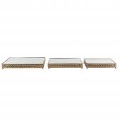 DECOSTAR™ 3 Piece Rectangle Cake Stand with Mirror Set - Gold