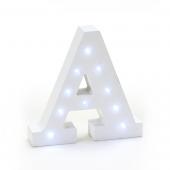 Decostar™ Wooden Vintage LED Marquee Freestanding Letter A - White