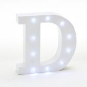 Decostar™ Wooden Vintage LED Marquee Freestanding Letter D - White